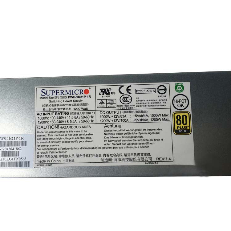 SUPERMICRO PWS-1K21P-1R Alimentation